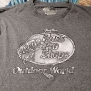 Men's Size Large Bass Pro Shops Charcoal Shirt Fishing Sports